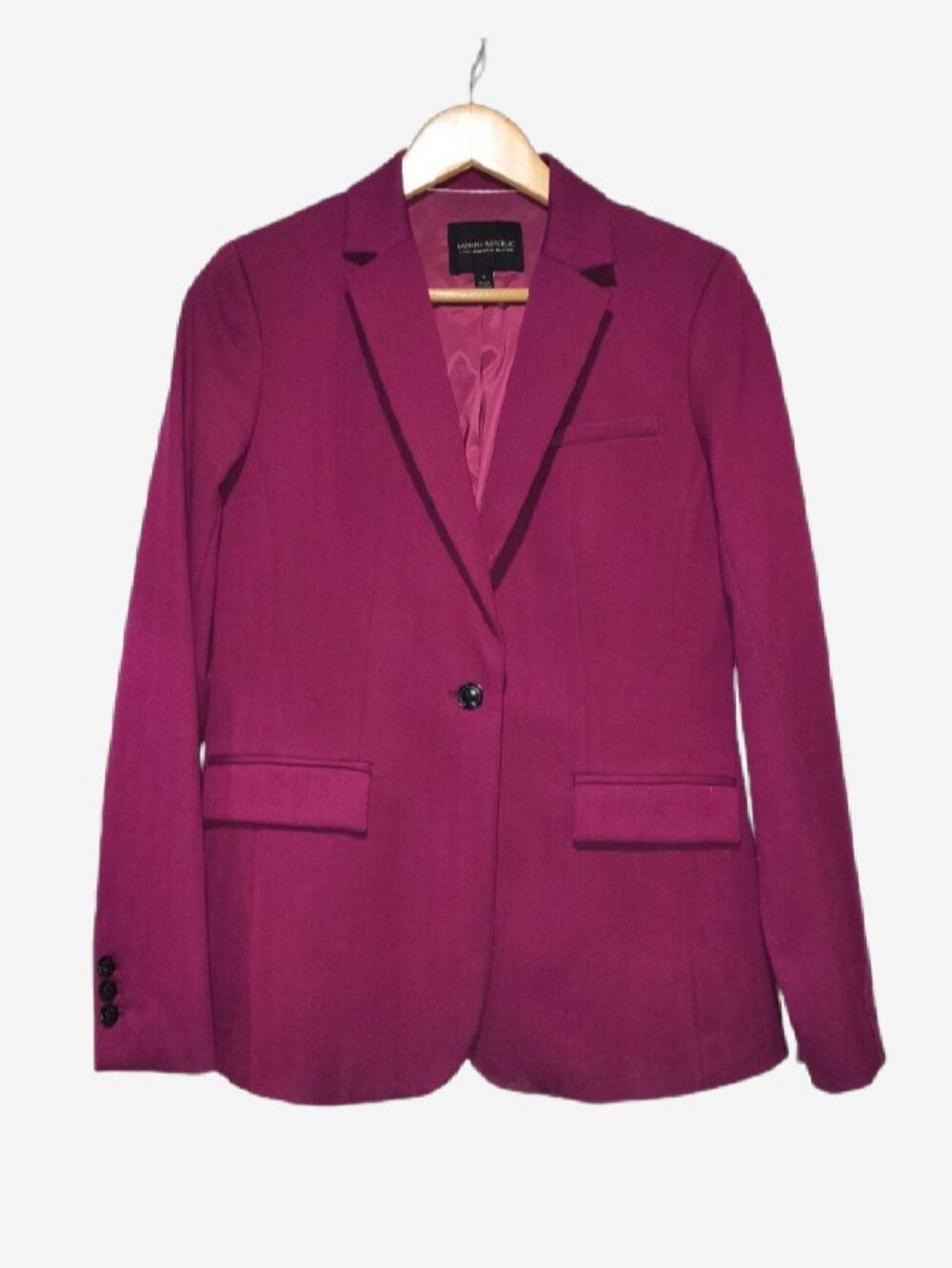 Banana Republic Long and Lean Single Button Blazer Magenta Berry Purple Size 4 - Picture 2 of 16